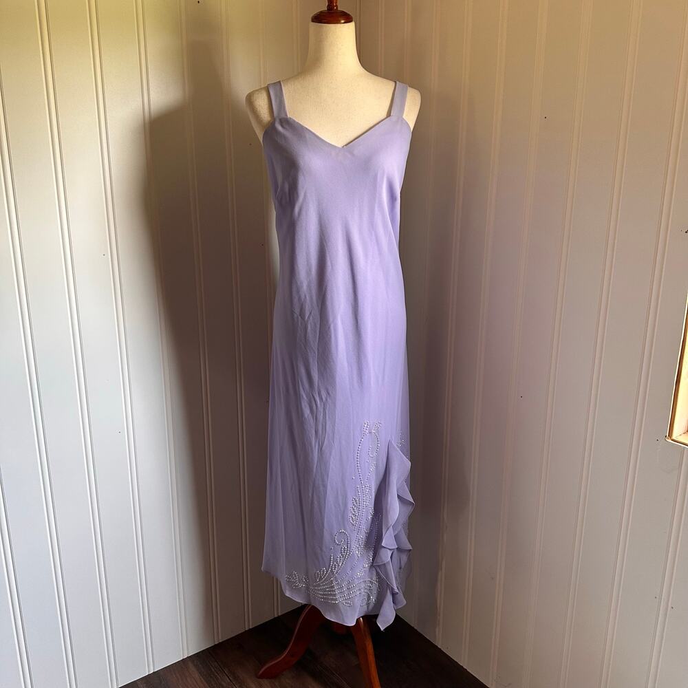 Vintage 90s/Y2K Volup Fairy Purple Floral Maxi Dress 14WP